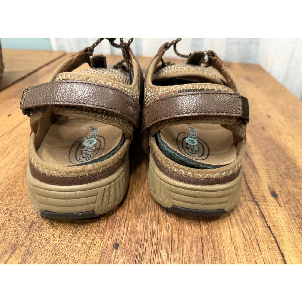 Orthofeet Mens Sandals 10 Wide 2E Brown Leather Athletic Fisherman Comfort - Picture 9 of 9